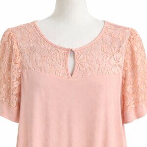 🌸 NY Collection Blush Pink Lace Blouse – Size L – Excellent Condition 🌸